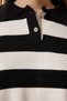 Women's Black and White Stylish Buttoned Collar Striped Crop Knitwear Sweater BV00115 - 5