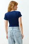 Lacivert Fitted/Vücuda oturan Kısa Kol Esnek Çıtçıtlı Örme Body TWOSS24BD00034 - 6