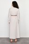 Beige Striped Belt Detail Woven Dress TCTSS24EB00171 - 6