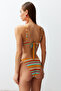Geometrik Desenli Aksesuarlı Straplez Kaplı Regular Normal Bel Bikini Takımı TBESS24BT00094 - 5