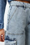 Light Blue Cargo Pocket High Waist Denim Bermuda Twoss24Sr00091 - 6