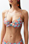Çiçek Desenli Fiyonklu Balconette Push Uplı Bikini Üstü TBESS24BU00153 - 4