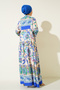 2423 Authentic Patterned Dress - Dark Blue - 6
