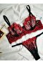 WOMEN'S BALENED RED DAISY PATTERNED FLAME STYLISH BRALET SET BRA - 2
