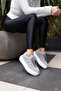 GİRLYA WOMEN'S GREY REAL SUEDE 6 CM SOLE HEIGHT SNEAKER - 5