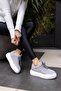 GİRLYA WOMEN'S GREY REAL SUEDE 6 CM SOLE HEIGHT SNEAKER - 4