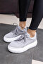 GİRLYA WOMEN'S GREY REAL SUEDE 6 CM SOLE HEIGHT SNEAKER - 3