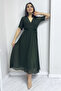 Short Sleeve Lined Plus Size Chiffon Dress Black, Burgundy, Khaki, White, Green, Flower Pot, Red, Purple