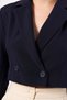 Women's Navy Blue Double Breasted Crop Blazer Jacket - 4