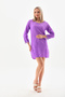 Women's Lilac Color Long Sleeve Beach Tunic Hooded Cotton Cover - 2