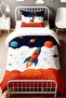 Navy Blue Red Space Patterned Single Baby Kids Bedding Set - 2