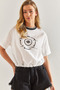 Women's White Ribbed Adjustable Waist Viscose Blouse 60171017 - 6