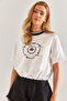 Women's White Ribbed Adjustable Waist Viscose Blouse 60171017