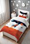 Navy Blue Red Space Patterned Single Baby Kids Bedding Set - 3