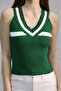 V-Neck Striped Thick Strap Ribbed Corded Fabric Women's Knit Tank Tank top - 4