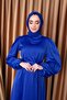 Balloon Sleeve Satin Hijab Oversize Piping Belted Hijab Dress - 3