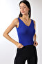 Women's Ladder Collar Knitwear Blouse Cobalt Blue - 4