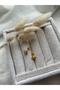 Pink Quartz Stone Handmade Gold Ball Earrings