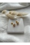 Pink Quartz Stone Handmade Gold Ball Earrings - 4