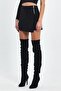 Covered Zipper Detail Suede Shorts Skirt - 3