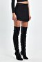 Covered Zipper Detail Suede Shorts Skirt - 2