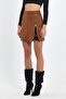 Lace Detail Suede Skirt - 3
