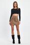 Double Zipper Detail Suede Skirt - 5