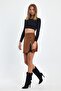 Lace Detail Suede Skirt - 7
