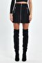 Double Zipper Detail Suede Skirt