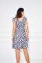 Low Sleeve Patterned Diving Mini Dress with Boat Neck - 4