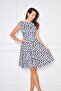 Low Sleeve Patterned Diving Mini Dress with Boat Neck