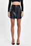 Double Zipper Detail Leather Skirt