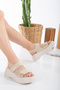 Gia Velcro Platform Heeled Beige Suede Sandals
