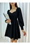 Black Stretchy Crepe Fabric Chest Cutout Long Sleeve Mini Evening Dress And Graduation Dress582293 727 - 3