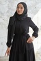 تنورة مجمعة بحزام - أسود - 2