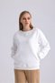 Flat Wide Collar Long Sleeve Fillet Pocket 3 Thread Unisex Loose Cut Sweatshirt - 2