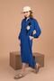 Sequin Embroidery Detailed Shirt Collar Long Sleeve and Viscose Fabric Women's Dress Cobalt Blue Summer / Spring - 5