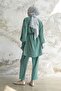 Stone Detailed Balloon Sleeve Double Satin Set - Mint - 5