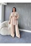 WOMEN'S 2-PIECE COLLAR STONE EMBROIDERED SHIRT COLLAR TUNIC PANTS SET