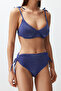 Lacivert Bağlamalı Balconette Kaplı Regular Yüksek Bel Bikini Takımı TBESS24BT00136 - 5