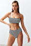 Çizgili Yüksek Bel Regular Bikini Altı TBESS24BA00129 - 5