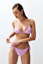 Pink Textured Triangle Tied Regular Waist Regular Bikini Set Tbess24Bt00082 - 2