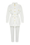 Ecru Gold Button-Detail Scuba Knitted Top and Bottom Set TCTSS24US00017 - 8