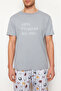 Gray Regular Fit Printed Knitted Shorts Pajamas Set TMNSS23PT00000 - 4