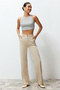 More Sustainable Bej %100 Tencel™ Düşük Bel Wide Leg Jeans TWOSS23JE00219