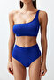 Saks Tek Omuz Kaplı Hipster Yüksek Bel Regular Basic Bikini Takımı TBESS24BT00126 - 4