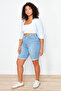 Mavi Paça Püskül Detaylı Esnek Skinny Denim Şort TBBSS24AP00012 - 3