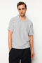Lacivert Regular/Normal Kesim Çizgili Dokulu Polo Yaka T-shirt TMNSS24PO00035