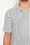 Lacivert Regular/Normal Kesim Çizgili Dokulu Polo Yaka T-shirt TMNSS24PO00035 - 5