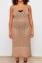 Mink Color Hair Knit Detailed V-Neck Knitwear Beach Dress - TBBSS24AH00097 - 5